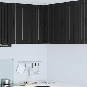 vidaXL Meuble mural de cuisine Noir 57 x 57 x 80 cm Bois d'ingénierie pas cher