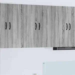 vidaXL Meuble mural de cuisine 2 pcs Gris Sonoma 30 x 31 x 80 cm pas cher
