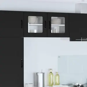 Comparateur de prix : vidaXL Meuble mural de cuisine avec étagère 2 pcs Noir 40 x 31 x 40 cm