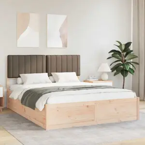 vidaXL Cadre de lit avec tête de lit rembourrée Taupe 150 x 200 cm pas cher