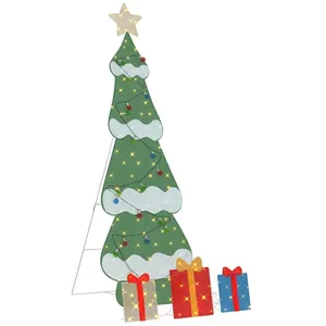 Comparateur de prix : vidaXL Vidaxl Sapin De Noël Lumineux Avec 3 Boîtes-Cadeaux 2d Blanc Ch...