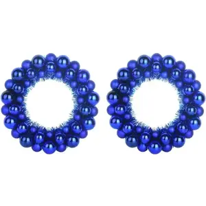 Comparateur de prix : Vidaxl Couronnes De Boules De Noël 2 Pcs Bleu 33 X 33 X 7 Cm