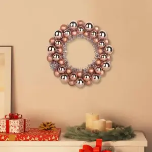 Comparateur de prix : Couronnes de Boules de Noël 2 pcs Rose doré 33 x 33 x 7 cm vidaXL