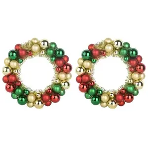 Comparateur de prix : vidaXL Couronnes de Boules de Noël 2 pcs Multicolore 33 x 33 x 7 cm