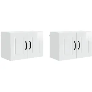 vidaXL Armoire de cuisine 2 pcs Blanc brillant 60 x 31 x 40 cm pas cher