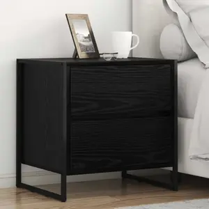 vidaXL Table de chevet Chêne noir 50 x 39,5 x 50 cm Bois d'ingénierie pas cher