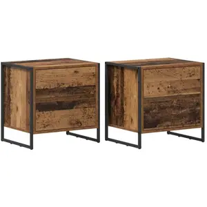 vidaXL Table de chevet avec tiroir 2 pcs Bois Ancien 50 x 39,5 x 50 cm pas cher