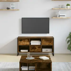 vidaXL Meuble TV Chêne Fumé 100 x 36 x 49,5 cm Bois d'ingénierie pas cher