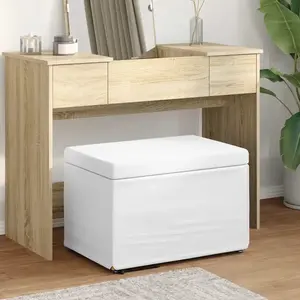 vidaXL Tabouret Blanc Cuir Synthétique et Bois Composite pas cher
