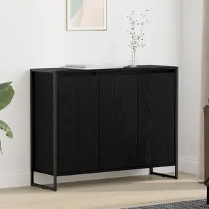 vidaXL Meuble d'appoint Chêne noir 96,5 x 30 x 75 cm Bois d'ingénierie pas cher