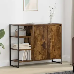 vidaXL Meuble d'appoint Chêne Fumé 96,5 x 30 x 75 cm Bois d'ingénierie pas cher