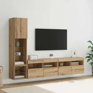 vidaXL Unité murale de TV 4 pcs Chêne artisanal Bois d'ingénierie pas cher