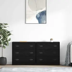 vidaXL Sideboards 2 pcs noir imitation chêne 70 x 35,5 x 67,5 cm pas cher