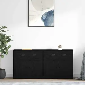 vidaXL Sideboards 2 pcs noir imitation chêne 70 x 35,5 x 67,5 cm pas cher