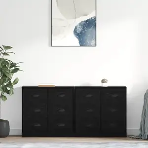 vidaXL Sideboards 2 pcs noir imitation chêne 70 x 35,5 x 67,5 cm pas cher