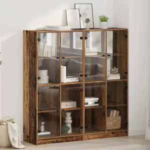 vidaXL vidaXL Haut Armoire 2 pcs Bois Ancien 136 x 37 x 142 cm pas cher