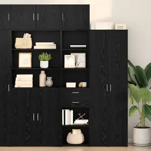 Haut Armoire Chêne Noir 50 X 42,5 X 185 Cm Bois D'Ingénierie Vidaxl pas cher