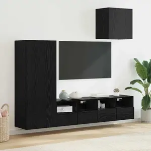 vidaXL vidaXL Meubles TV muraux 4 pcs Chêne noir Bois d'ingénierie pas cher