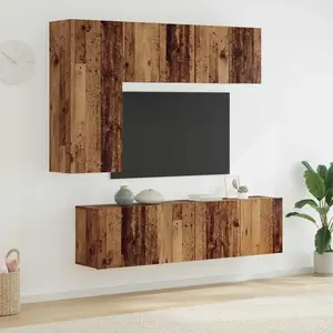 vidaXL Unité murale de TV 5 pcs Bois Ancien Bois d'ingénierie pas cher