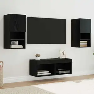 vidaXL vidaXL Meubles TV muraux 4 pcs Chêne noir 30,5 x 30 x 60 cm pas cher