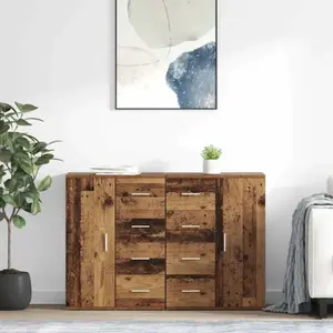 vidaXL Buffets avec tiroir Corona 2 pcs Bois Ancien 59 x 39 x 80 cm pas cher