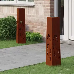 vidaXL Lumière de chemin LED solaire 2 pcs Rouillé Acier patiné