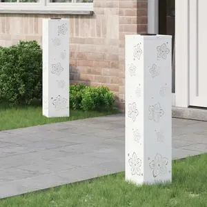 vidaXL Lumière solaire de chemin LED 2 pcs Blanc Acier laminé à froid pas cher