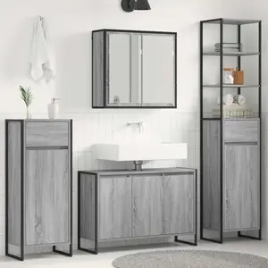 vidaXL Ensemble de mobilier de salle de bain avec tiroir Gris Sonoma pas cher