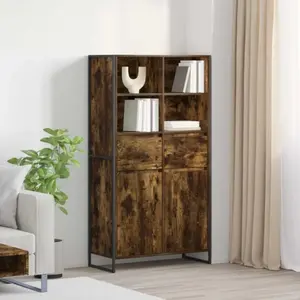 vidaXL Buffet 2 pcs Chêne Fumé 81 x 36 x 150.5 cm Bois d'ingénierie pas cher