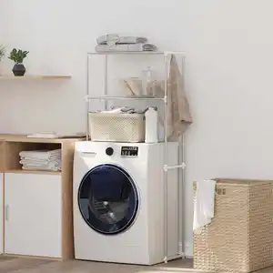 Comparateur de prix : vidaXL Étagère pour machine à laver blanche 70 x 27 x 136 cm Aluminium