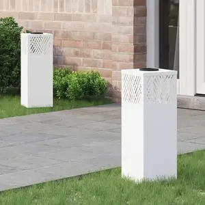 vidaXL Lumière de chemin LED solaire 2 pcs Blanc Acier laminé à froid pas cher
