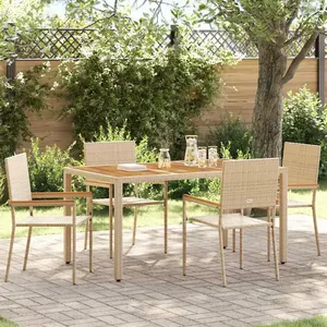 vidaXL Chaises de Jardin 4 pcs Crème, Marron pas cher