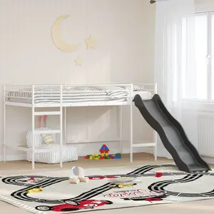 vidaXL Lit superposé pour enfants avec toboggan Blanc et anthracite pas cher