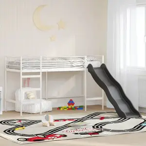 vidaXL Lit superposé pour enfants avec toboggan Blanc et anthracite pas cher