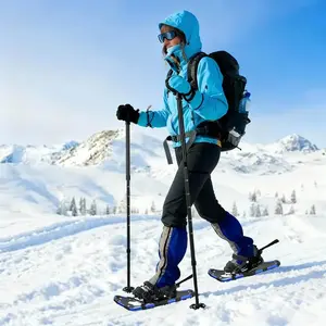 vidaXL Raquettes à neige 3 EN 1 avec bâtons de randonnée Bleu pas cher