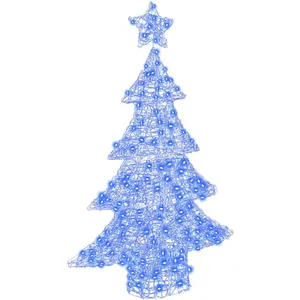 vidaXL Vidaxl Sapin De Noël Avec 100 Led Bleu 120 Cm Acrylique pas cher