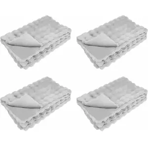 vidaXL Couverture en Fourrure de Lapin Synthétique 4 pcs Gris
