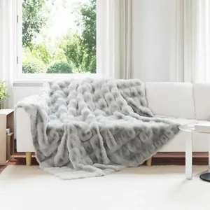 vidaXL Couverture en fausse anti-dérapante Olite Gris 220 x 240 cm