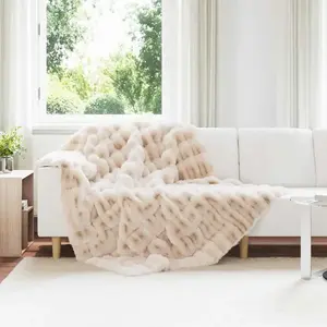 vidaXL Couverture en fausse anti-dérapante Olite Beige 150 x 220 cm