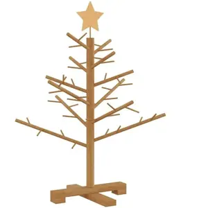 vidaXL Vidaxl Arbre De Noël En Bois Marron 75 Cm Bois Massif En Pin pas cher