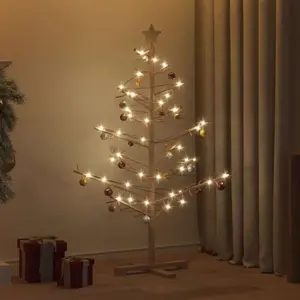 vidaXL Vidaxl Arbre De Noël En Bois Marron 125 Cm Bois Massif En Pin pas cher