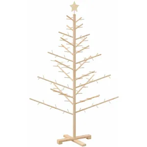 vidaXL Arbre De Noël En Bois Avec Support Naturel 150 Cm Bois Massif En Pin pas cher