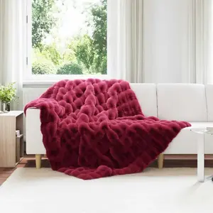 vidaXL Couverture en fausse anti-dérapante Olite Rouge Bordeaux pas cher