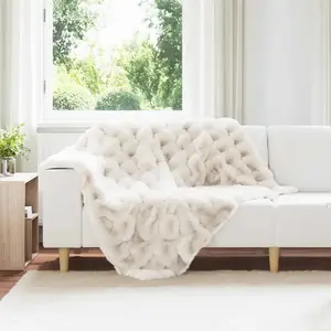 vidaXL Couverture en Fourrure de Lapin Synthétique 4 pcs Blanc