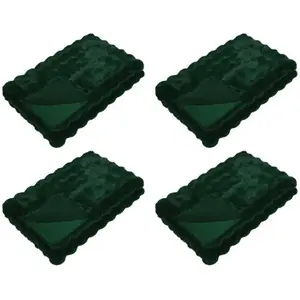 vidaXL Couverture en Fourrure de Lapin Synthétique 4 pcs Vert foncé