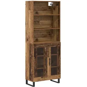 vidaXL Highboard vieux bois 69,5 x 34 x 180 cm Bois composite pas cher