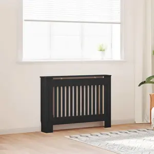 vidaXL Cache-Radiateur 2 pcs Noir 112 x 19 x 81.5 cm Bois d'ingénierie pas cher