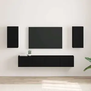 vidaXL Meuble TV mural 2 pcs Noir 30 x 31 x 60 cm Bois d'ingénierie pas cher