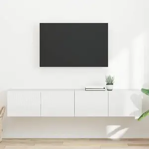 vidaXL Meuble TV mural 2 pcs Blanc Brillant 60 x 31 x 29.5 cm pas cher