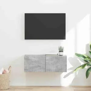 vidaXL Meuble TV mural Béton 60 x 31 x 29.5 cm Bois d'ingénierie pas cher